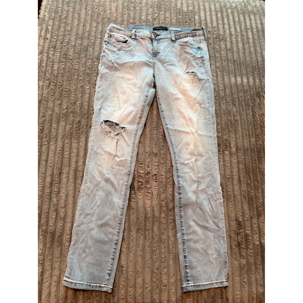 Aeropostale Skinny Jeans Light Wash Distressed Destroyed Denim Womens 10 Reg
